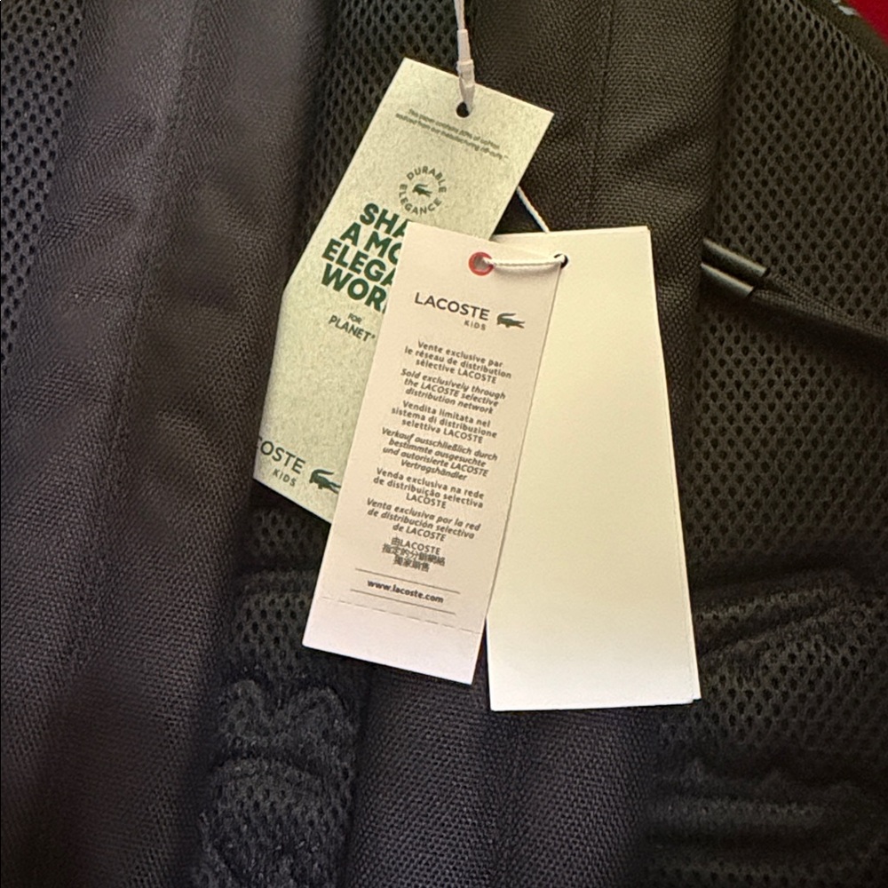 Lacoste Black Kids Backpack with Green Croc Patch - Picture 6 of 14
